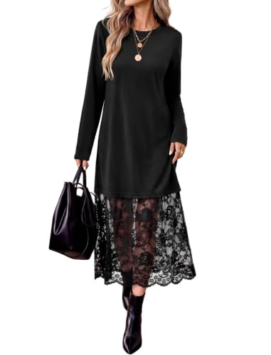 Long Sleeve Fall Dresses Midi Lace - image 1