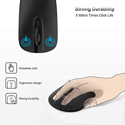 Image of cimetech Wireless Rechargeable Mouse, Rechargeable 2.4G Slim Quiet Mouse with USB Nano Receiver, 5 Adjustable DPI 2400 /2000 /1600 /1200 /800 - Black