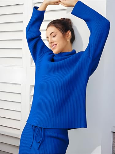 Image of TYSORT Women's Winter Woolen Turtleneck Sweater with Pajama | Warm Winter Wear Cord Set | Woolen Tracksuit Loungewear Set