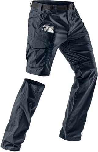 Image of CQR Men's Convertible Cargo Tactical Pants, Water Resistant Outdoor Hiking Pants, Zip Off Lightweight Stretch Work Pants