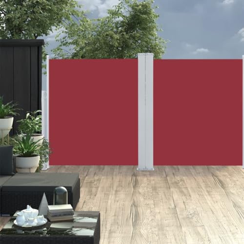 Home & Garden, toldo lateral retráctil para muebles, color rojo, 140 x 600 cm