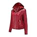 Cappotto da Donna, Giacca da Donna in Peluche con Cappuccio Staccabile alla Moda, Abbigliamento da Donna (Rosso M)