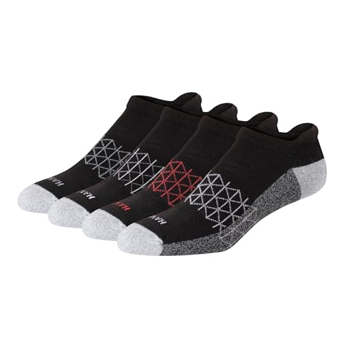 Image of Hanes Men's Socks, Absolute Comfort Cushioned Moisture-wicking Seamless Toe, 4 Pack, Ankle, Crew and Heel Shield Socks