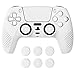 eXtremeRate PlayVital Hülle für ps5 Controller,Case ergonomische Schutzhülle Griffe Skin,6 Stück Weiße Stick Aufsätze für Playstation 5 Controller(3D Noppen Edition,Weiß)