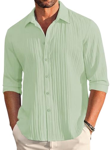 Image of Leriya Fashion Shirt for Man New |Textured Shirts for Men | Long Sleeve Button Down Shirt |Beach Holiday Trendy Evening & Vacation Outfit
