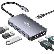 4K@60Hz USB C to Dual HDMI Adapter, 6 in 1 Docking Station Dual Monitor, 3*USB-A Data Ports, 100W PD, HDMI Splitter Extended Display Laptop USB C Hub for MacBook Neo/Air/Pro, HP, Dell and More