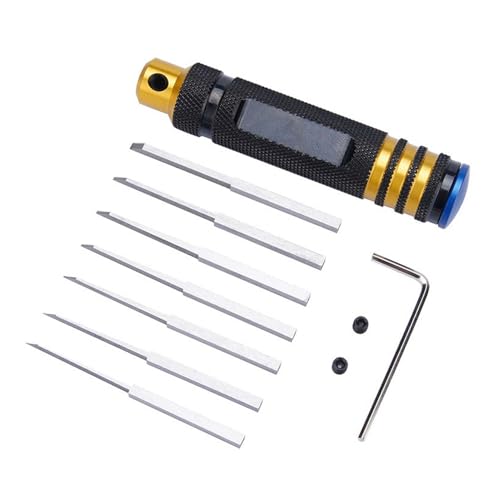 スジボリ スジ彫り タガネ 7本セット筋彫り ラインチゼル フィギュア プラモデル モールド パネルライン 模型 ラインチゼル スクライパー 工具 タングステン鋼材質 プラモデル用タガネ マルチサイズ 模型 工具 グリップ付き スジ彫り 0.1mm 0.2mm 0.4mm 0.6mm 0.8mm 1.0mm 2.0mmのサムネイル