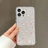Compatible for iPhone 13 Pro Max Case Cute Clear for Women Colorful Love Heart Pattern Ultra Slim with Bumper Protector Soft TPU Anti-Yellow Protective Covefor iPhone 13 Pro Max-Colorful Heart
