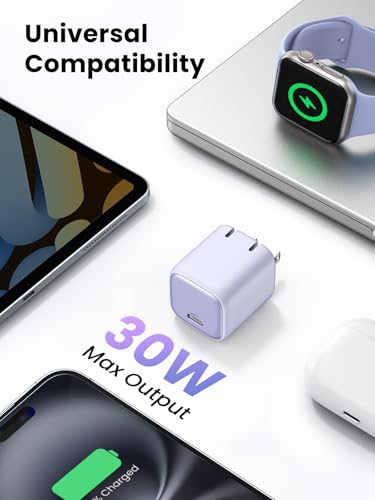 Image of UGREEN 30W USB C Charger, Nexode Foldable GaN PPS Compact Fast Wall Charger Block, USB-C Power Adapter for iPhone 17 /16 /15 /14, Galaxy S25 /S24 /S23, Pixel 9 /8 /7, MacBook Air, iPad(Purple)