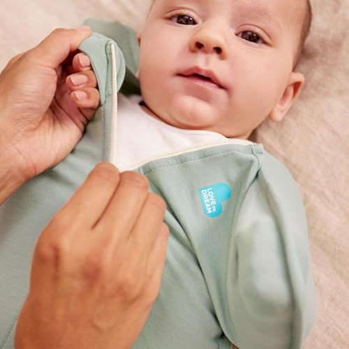 Image of Love To Dream Swaddle UP, Baby Sleep Sack, Twin Zipper for Easy Diaper Changes, Arms UP Position, Hip-Healthy, Lightweight & Breathable, Moderates Temperatures 24-27C, Medium 3-6 M, Eclipse Olive