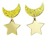 CutieJewelry Rainbow Cloud Colorful Lightning Dangle Stud Earrings (Star Med)