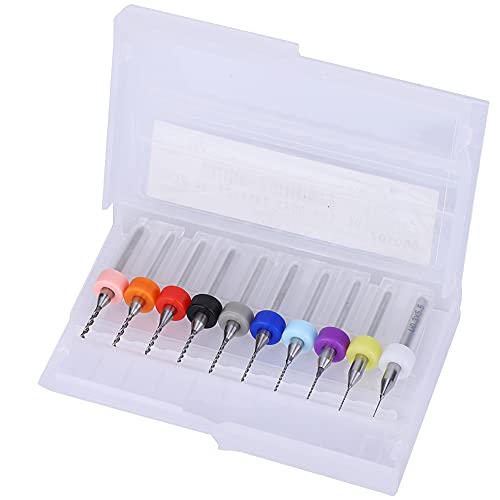 Micro Drill Bits Set Tungsten Carbide 10Pcs 0.3-1.2mm CNC Drilling Tool, Ground Cutting Edges for PCB Engraving Machine