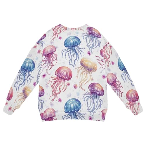 JUNZAN Cute Jellyfish White Little Girls Sweatshirt Hoodie Fleece Hoodie for Boys Athletic 4T2
