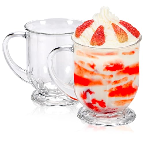WHJY Set of 2 Oversized Glass Coffee Mugs 20 Oz Large Coffee Mugs, Glass Beer Mugs with Handles, Clear Mugs for Hot Beverages