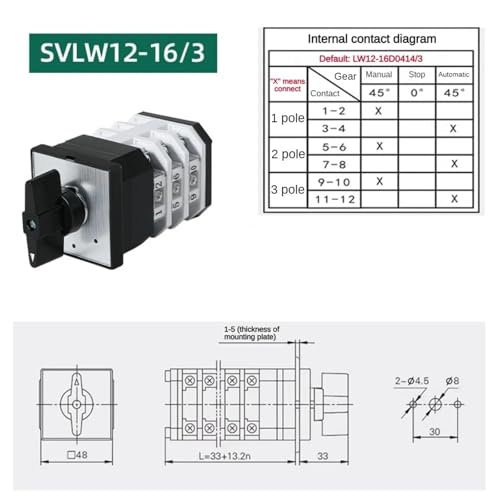 Interruptor de conmutación leva rotativa LW12-16 selector 3 posiciones 2