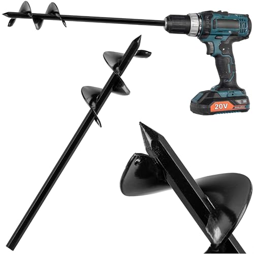 KADAX Tarière de 50 mm pour perceuse, foret de jardin, tarière pour visseuse sans fil, foret de plantation pour le jardinage, foret hélicoïdal pour percer des trous de terre