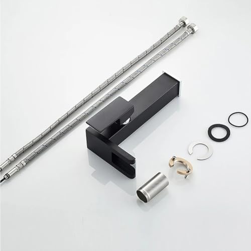 Mitigeur de lavabo cascade LED robinet salle de bains laiton noir - 4