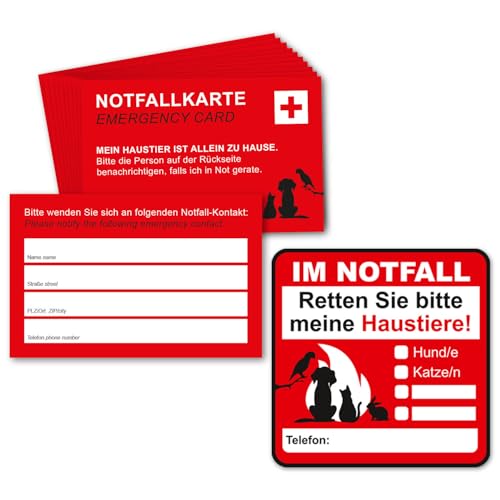 younikat Notfallkarte für Haustiere I 8,5 x 5,5 cm I mit Feld für Kontaktpersonen I dv1058