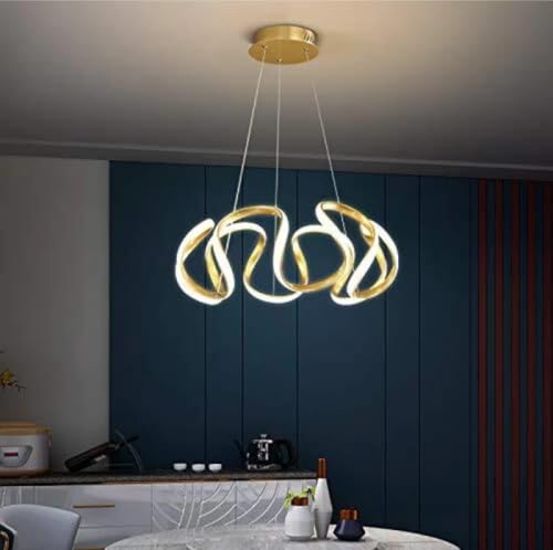 Image of Unique Design 3 Light LED Chandelier Pendant Lamp for Living Room, Dining Table & Home Ceiling Decor for Bar & Hotel (Gold Chandelier)