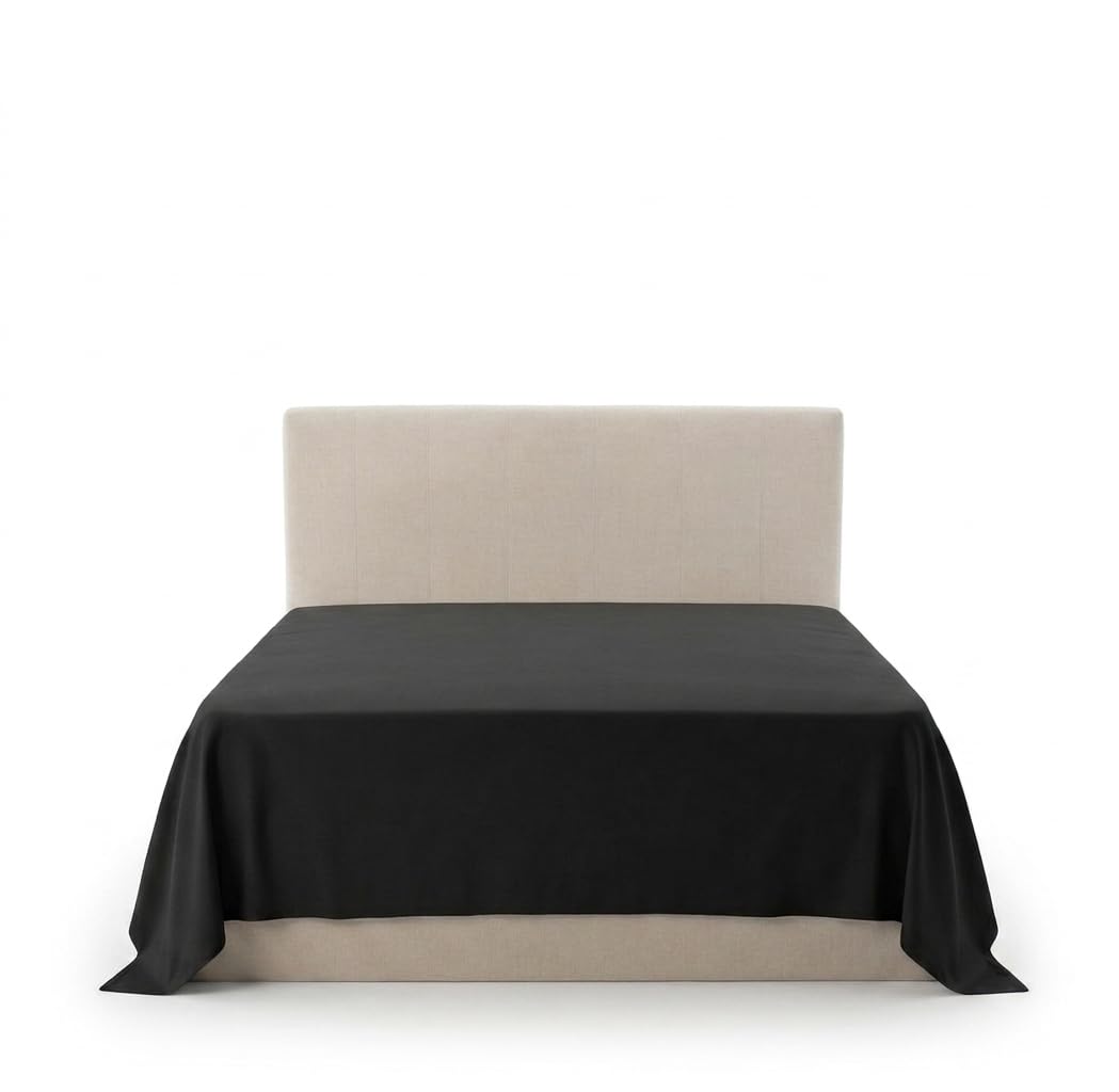 AL NAZ Flat Sheet in 100% Egyptian Cotton 200 Thread Count Soft and Washable Flat Bed Sheet (Black, Double)