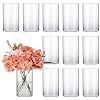 CUCUMI 12pcs Glass Cylinder Vases for Centerpieces, Flower Vases Wedding Decorations, 6 Inch Tall Glass Candle Holder for Table Shelf, Floral Vase Bulk for Home Decor