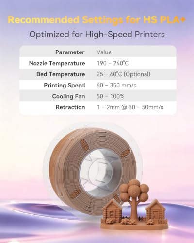 Image of VOXELAB HS PLA+ Filament 1.75mm, High Speed PLA Plus 3D Printer Filament, 1kg (2.2lbs) for Most FDM 3D Printers, Enhanced Toughness & Smooth Printing, Superior Layer Adhesion(Light Brown)