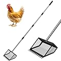 GSBLUNIE Chicken Poop Scooper, 10" Large Chicken Poop Scooper Head for Sand, 62-inch Long Handle Chicken Droppings Scoop Rake for Chicken Coop, Chicken Coop Accessories Tool for Clean