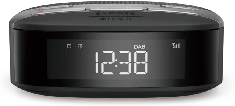 Audio Radiowecker Radio DAB+ (Doppelter Alarm, Sleep Timer, Kompaktes Design, DAB+/UKW Digitalradio, Automatische Zeitsynchronisierung, Batteriesicherung) TAR3505/12