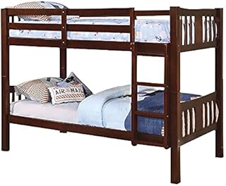 Furniture of America Edith Wood Twin Over Twin Bunk Bed in Dark Walnut