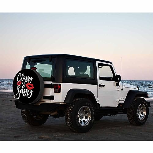 Image of Classy and Sassy Kiss Spare Tire Cover Art Font Sassy Lady Brash Girl Weatherproof Universal Wheel Protectors Camper Tire Covers for Trailer Rv Travel(17 inch)