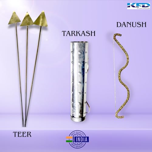 Image of Kaku Fancy Dresses Bow Arrow Tarksh Set - Ramleela Costume Accessories | Mythological Play Props | Ramayana Dress-Up Kit for Kids