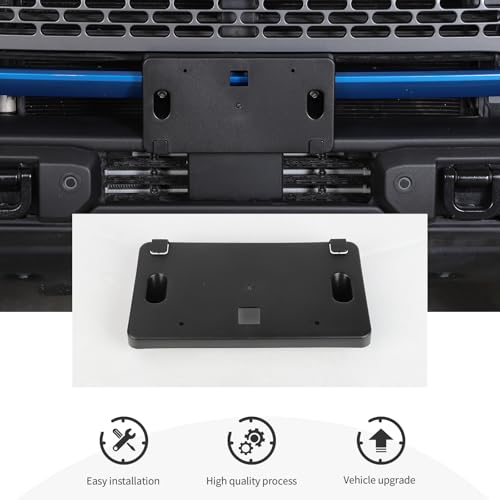 CheroCar Fit for Ford Bronco 2021-2025+ Front License Plate Mount Holder Bracket Frame Number Plate Holder Registration Plate Frame Exterior Accessories ABS Black - Thumbnail 5
