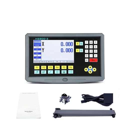 Linear Scale Encoder, Multilingual 2 Axis LCD Kit HS800-2 Turning Lathe Milling Digital Readout Linear Glass Scale Encoder Grating Ruler for Lathe Milling(HS800-2 LCD DRO)
