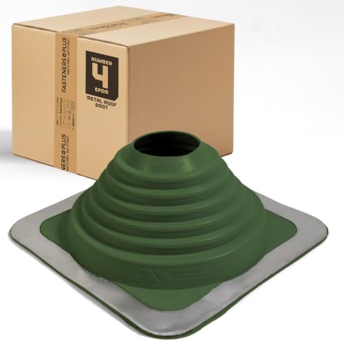 Fasteners Plus #4 Square EPDM Metal Roof Pipe Flashing Boot