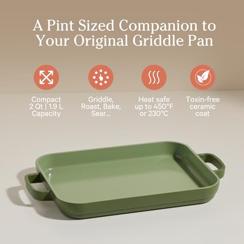Our Place Mini Griddle Pan | 9" (2 Qt) Nonstick Ceramic Griddle Pan for Stovetop & Oven | PFAS-Free, Oven-Safe up to 450°F, Easy-Grip Handles | Sage by Our Place - Image 2