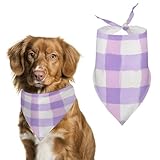 Hundehalstuch, verstellbar, Dreieckstuch für Katzen und Hunde, Lavendel und Weiß