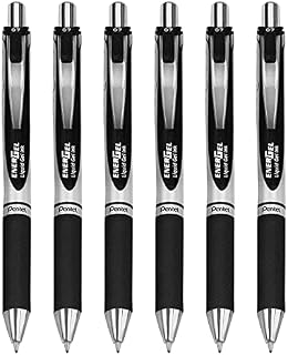 Pentel EnerGel XM BL77 - Retractable Liquid Gel Ink Pen - 0.7mm - 54% Recycled - Black - Pack of 6