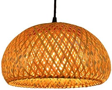 Sunny Hill Chinese Hand Knitted Bamboo Pendant Lamp LED Bamboo Lantern Shades Restaurant Dining Room Lighting Fixtures (Without Bulb)