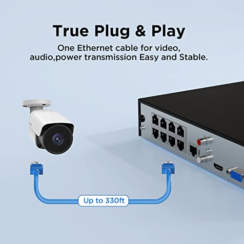 Panoob 4K Poe Security Camera System With Audio,6Pcs Outdoor Bullet 4K Security Ip Cameras Wired,Person Vehicle Detection, 8Mp 8 Channel Nvr With 2Tb Hdd,Wide Angle, 100Ft Ir Nightvision,Pb0608-4K #TOP1