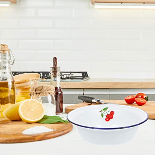 Hemoton Grease Container Snack Container Retro Enamel Washing Basins Vintage Dinner Plate Enamelware Dinner Plates For Indoor Outdoor Camping Farmhouse Kitchen Grease Container Snack Container #TOP4