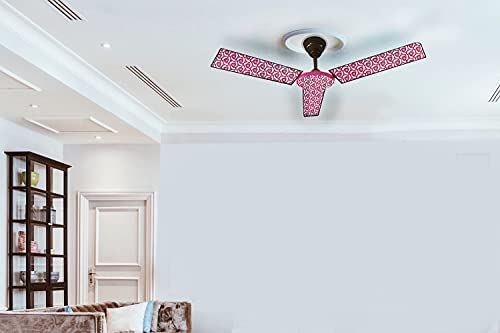Image of Stylista Waterproof & Dustproof Three Blade Ceiling Fan Cover with attachable Enclosure Set of 4 Fan Covers Packed Pattern Pink