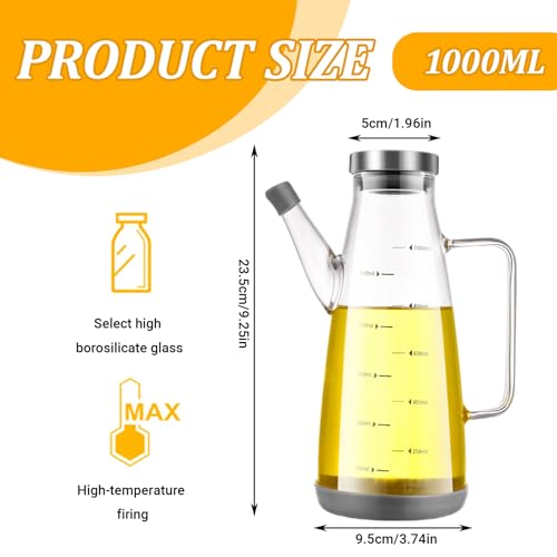 Botella dispensadora de aceite elegante de vidrio transparente con base de corcho 5