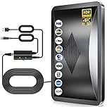 Potente Amplificatore Antenna TV Interna, 600KM Gamma 360° Ricezione del Segnale Antenna TV Digitale per 1080P 4K Tutte le Vecchie e Smart DTT DVB-T/DVB-T 2, 10M Cavo Coassiale