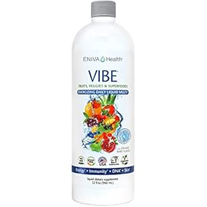 Eniva Health Vibe Liquid Multivitamins Mineral Supplements with Vitamins A, B12, C, D, E & Amino Acids | Fruits and Veggies Daily Supplement for Women & Men | Doctor Formulated | USA Made | 32 oz