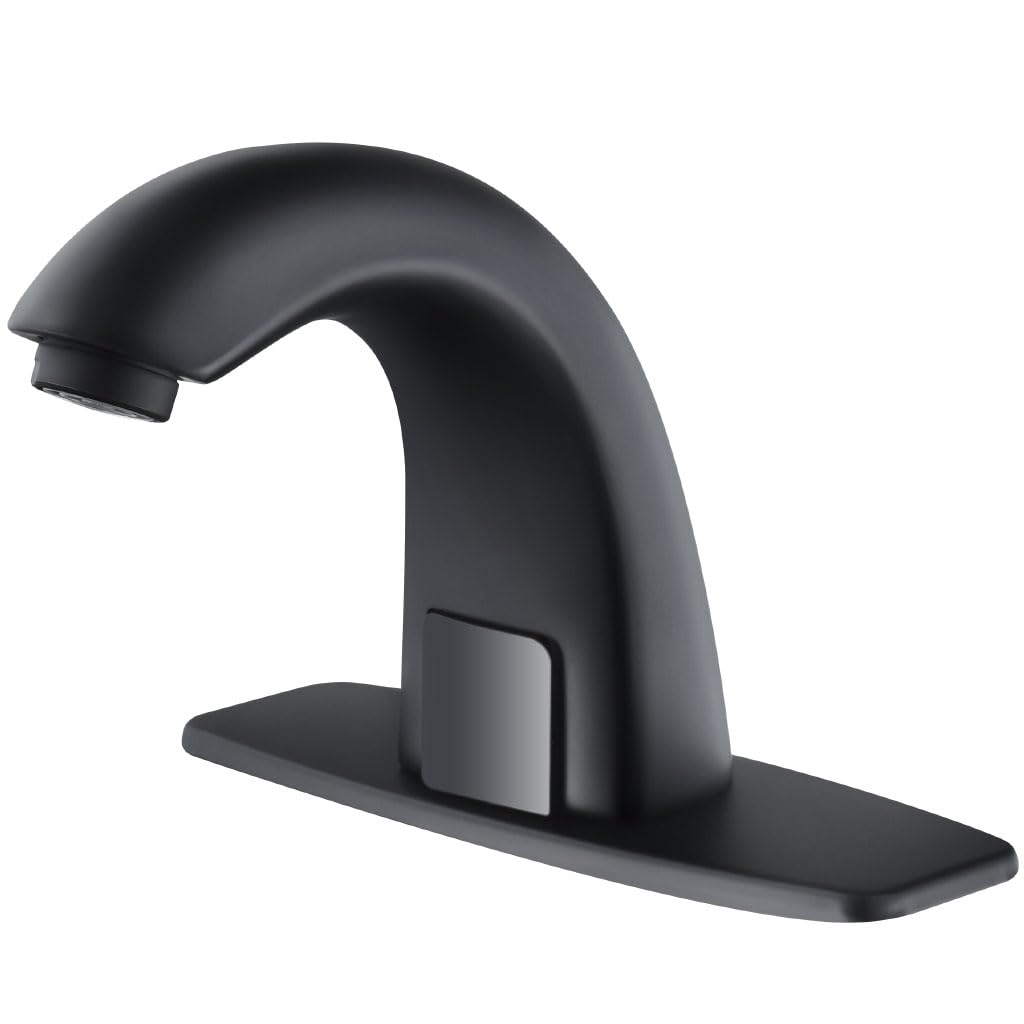 Robinet de salle de bain sans contact avec détecteur de mouvement automatique avec plaque de recouvrement et mélangeur de température, robinet mains libres activé par le mouvement, robinet