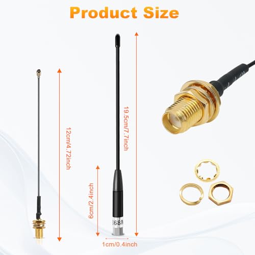 2 Stück 868-MHz Antenne, 10dBi Gain 19.5 cm Omni SMA Stecker 19.5cm + (U.FL IPX) auf SMA Buchse Kabel für ESP32/LoRa 32 V3/LoRa32u4 II Long Range Soft Whip-Antenne