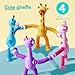 Pop Tubes Giraffe Fidget Toys for Kids, Telescopic Suction Cup Sensory Toys, Calming Anxiety & Stress Relief for Boys & Girls Ages 3–9, Fun Basket or Stocking Stuffer Gift - 4 Pack