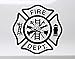 White - Fire Department Vinyl Sticker - Dept FD VFD Maltese Cross - Die Cut Decal - 5w x 5h inches