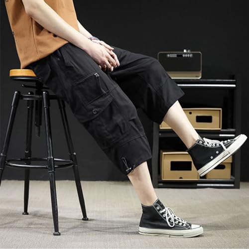 DUOLUVA Pantalon cargo pour homme - Pantalon de travail cargo en tissu 3/4 - Pantalon de trekking - Short militaire - Pantalon de plage, excursion et voyage, Noir , XXL – vue 3