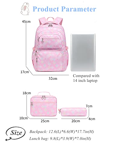 3Pcs Mermaid Scale Backpack Set for Girls with Lunchbox & Pencil Case, Mermaid Girls Backpack School Bag and Lunch Bag Set - Image 3